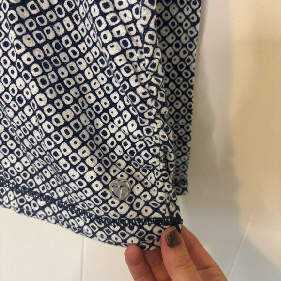 Talbots Large Long Sleeve Tee Cotton Blend Dotted Navy Blue/White Athleisure Gym - Picture 4 of 10